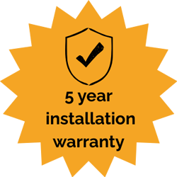 5 year installation warranty badge